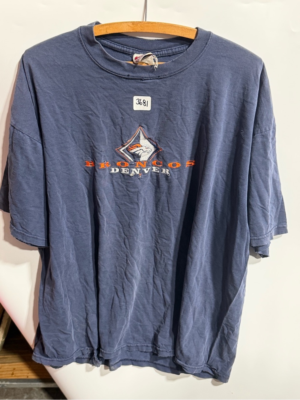 #3681-Denver Broncos Navy Short-Sleeve Crewneck Tee